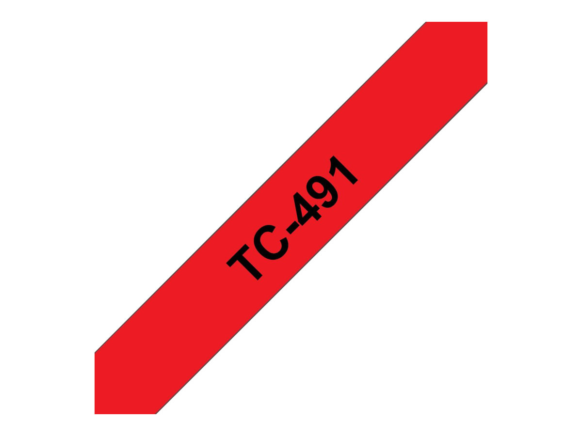BROTHER TC491 Schriftbandkassette rot schwarz 9mmx7.7m laminiert