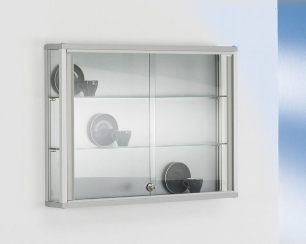 Wand / Sammlervitrine Dekor Silber mit 3-seitiger Verglasung