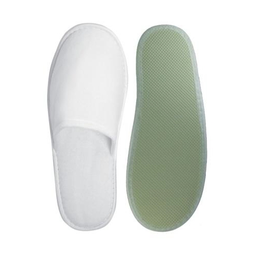 Badeslipper, Polyester-Velours geschlossen, 3 mm Kunststoffsohle, weiß | 100 Paar Badeslipper, Polyester-Velours geschlossen, 3 mm Kunststoffsohle, weiß | 100 Paar