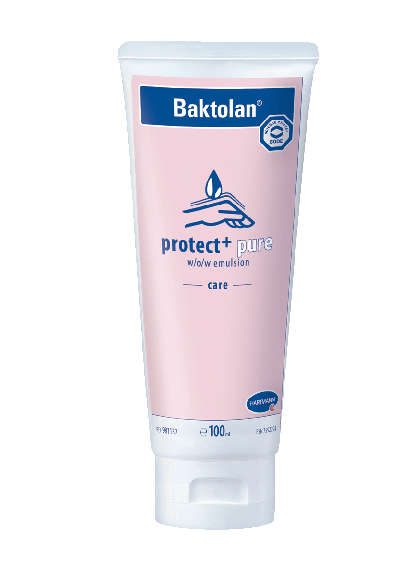 Baktolan protect+ pure | 100 ml innovative W/O/W-Emulsion zum Schutz vor wässrigen Lösungen und zur Regeneration rissiger und beanspruchter Haut Baktolan protect+ pure | 100 ml innovative W/O/W-Emulsion zum Schutz vor wässrigen Lösungen und zur Regeneration rissiger und beanspruchter Haut