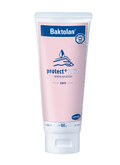 Baktolan protect+ pure | 100 ml <br>innovative W/O/W-Emulsion zum Schutz vor wässrigen Lösungen und zur Regeneration rissiger und beanspruchter Haut