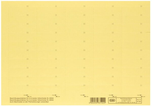 Beschriftungsschildchen f.Vertic 1 Hängeregistratur - gelb