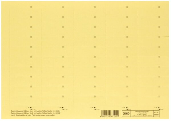 Beschriftungsschildchen f.Vertic 1 Hängeregistratur - gelb