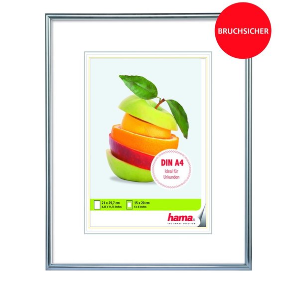 Bilderrahmen Sevilla Kunststoff, 21x29,7 cm, silbermatt