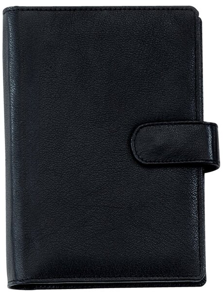 Bind Systemplaner A6 Nappaleder sw ohne Kalender, mit Druckknopf