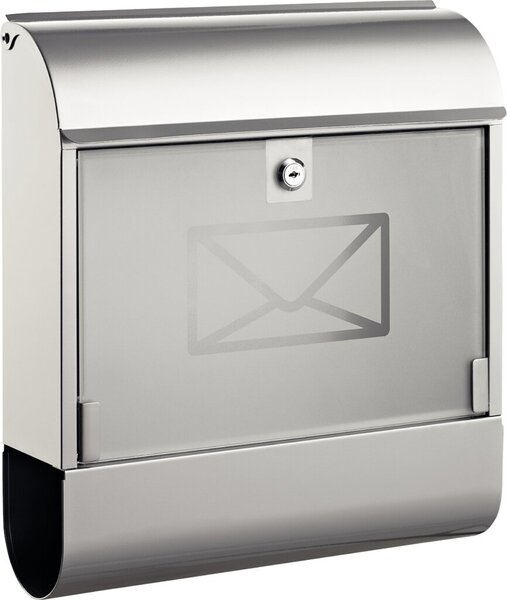 Briefkasten mit Zeitungsbox Stahl, lackiert siber, Maße:36x41x11,5 cm