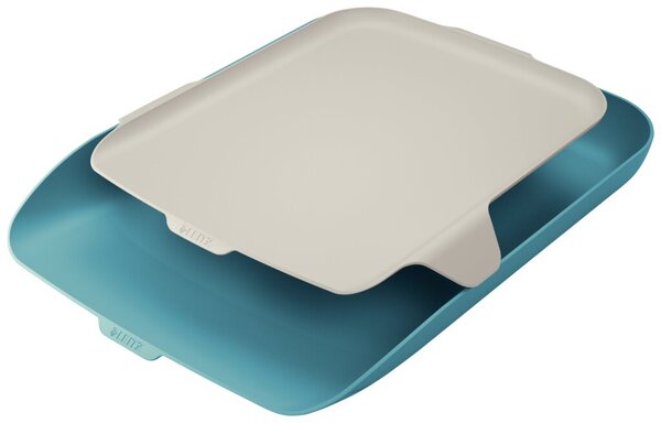 Briefkorb Cosy blau mit Organiser in hellgrau, 268 x 43 x 358 mm