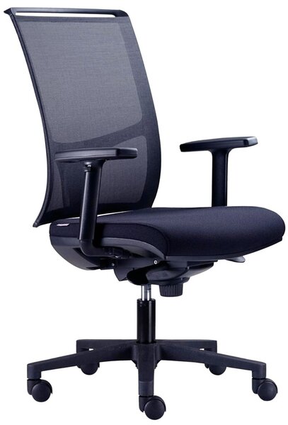 Bürodrehstuhl ZED, schwarz, netz- bespannte Rückenlehne, gepolsterter