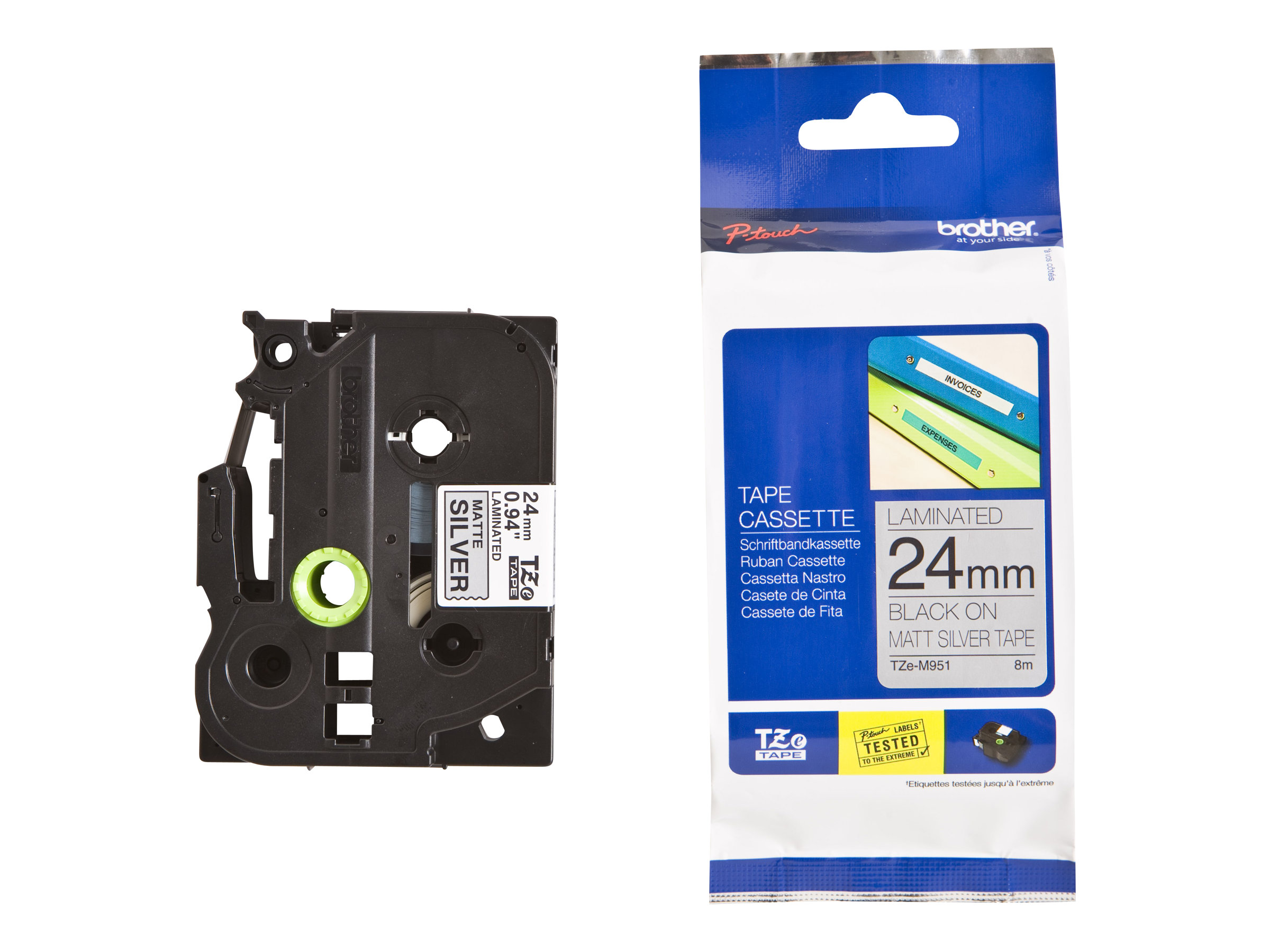 Brother TZEM951 Schriftbandkassette silber/schwarz