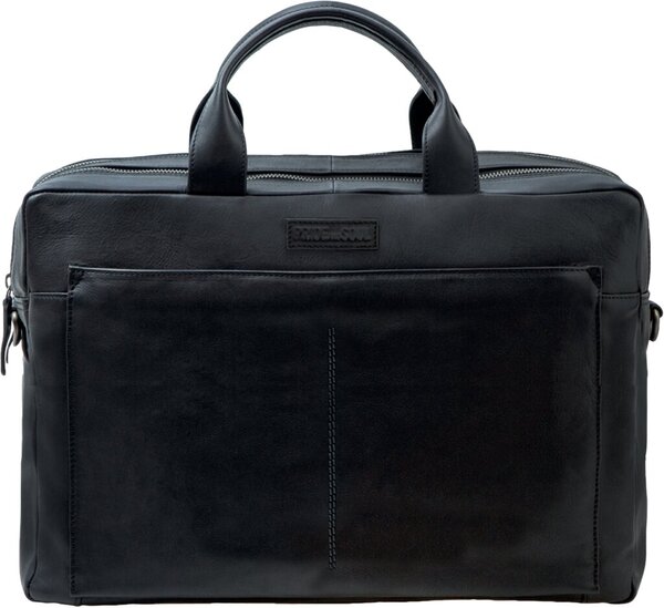 Businesstasche Nomad, Leder, schwarz Tragegriffe, Trolleyband