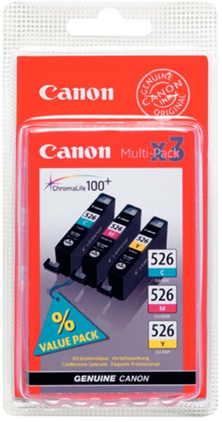CANON CLI 526 Multipack 3er Pack Gelb, Cyan, Magenta Tintenbehälter