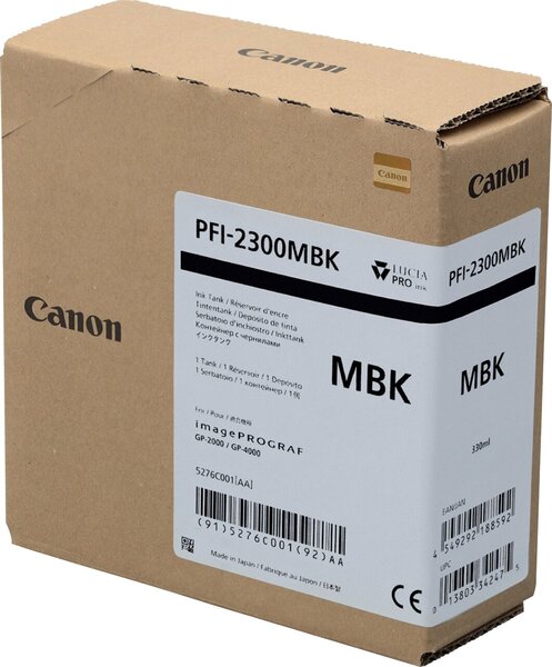 Tintenpatrone PFI-2300 Matt Schwarz PRO-2600, PRO-4600, PRO-6600