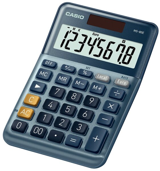 CASIO MS-80E Tischrechner Blau Display (Stellen): 8 solarbetrieben (L x B) 101 