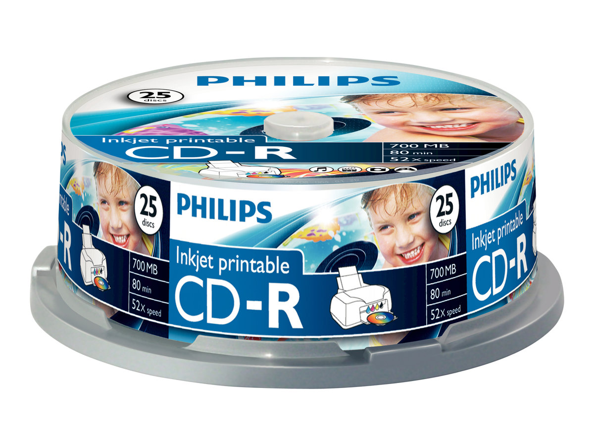 CD-R Philips 700MB 25pcs spindel inkjet printable CD-R Philips 700MB 25pcs spindel inkjet printable