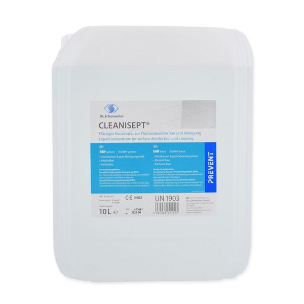 CLEANISEPT® | 10 Liter <br>flüssiges Konzentrat zur Flächendesinfektion und Reinigung<br>+++ DESINFEKTIONSMITTEL VORSICHTIG VERWENDEN. VOR GEBRAUCH STETS ETIKETT UND PRODUKTINFORMATIONEN LESEN. +++