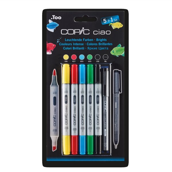 COPIC Marker ciao 5+1 Set - Leuchtende Farben Der Marker zum Layouten, Skizzier COPIC Marker ciao 5+1 Set - Leuchtende Farben Der Marker zum Layouten, Skizzier
