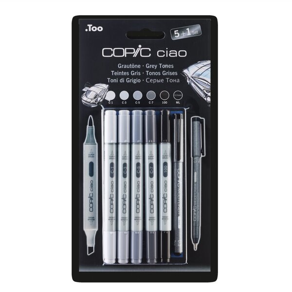 COPIC Marker ciao 5+1 Set, Grautöne Der Marker zum Layouten, Skizzieren und Ill