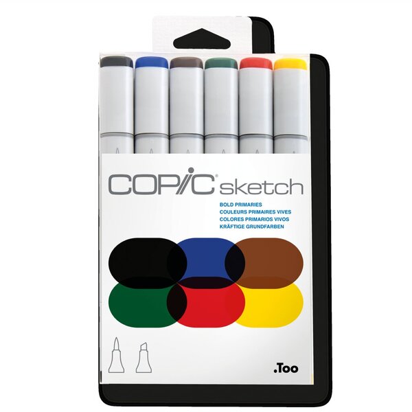 COPIC Marker sketch, 6er Set "Bold Primaries" Tinte auf Alkoholbasis, schnell t