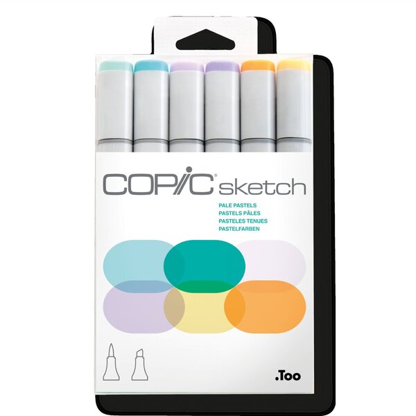 COPIC Marker sketch, 6er Set "Pale Pastels" Tinte auf Alkoholbasis, schnell tro