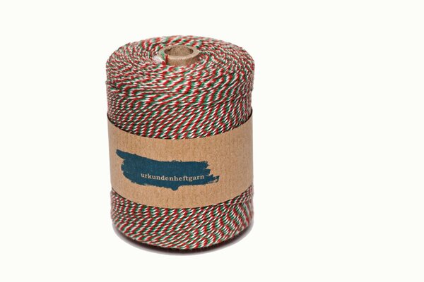 Urkunden-Heftgarn grün/weiß/rot Rolle ca. 360m