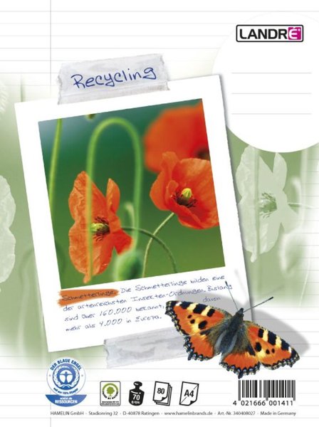 Collegeblock "RC", A4 , 80 Blatt, liniert, 70 g/qm, 4fach gelocht,