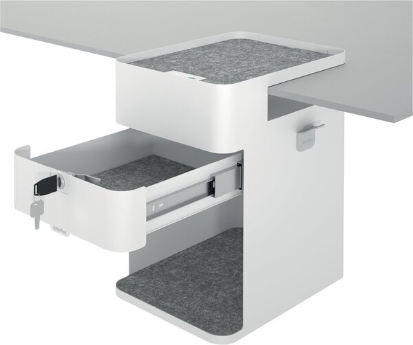 Desktop locker 500, weiß mit Soft-Close Schublade,