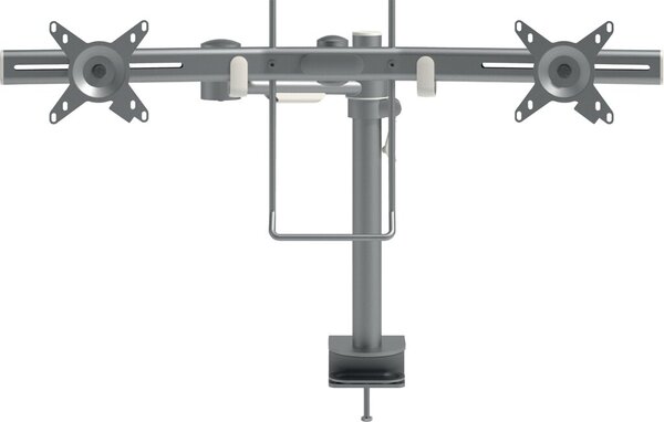 Viewmate Doppel-Monitorarm silber Höhenverstellung mit Klemmhebel