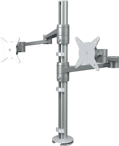 Viewlite Dual-Monitorarm silber für für Schreibtische, Höhenverstellung