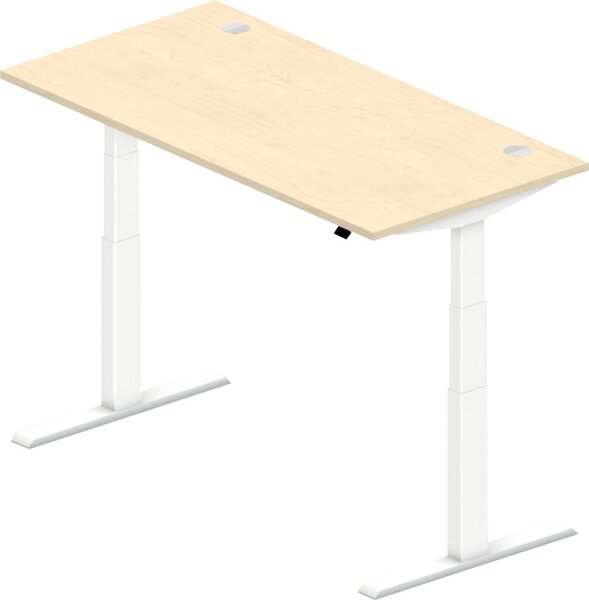 Sitz-/Stehschreibtisch 1600mm Dekor ahorn, Modell Comcort, T-Fuß