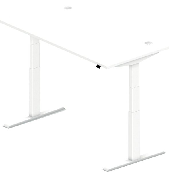 Sitz-/Stehschreibtisch 1600mm Dekor weiß, Modell Comcort, T-Fuß