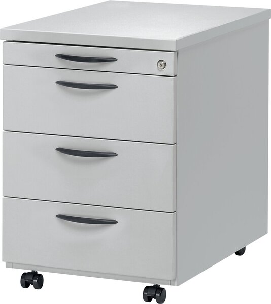 Rollcontainer inkl. Materialschub lichtgrau, 3 Schübe Metall mit Selbst-