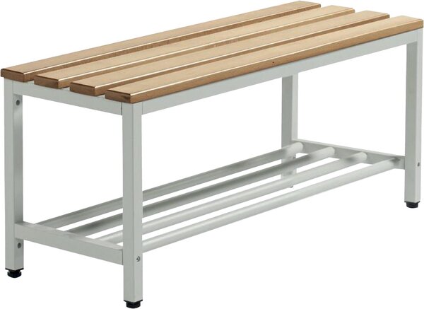 Sitzbank, 440 x 1000 x 365 mm, Stahlgestell, Buchenholzleisten,