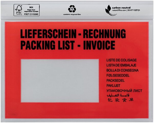 UNIPACK Begleitpapiertasche C6, mit Druck, Lieferschein/Rechnung