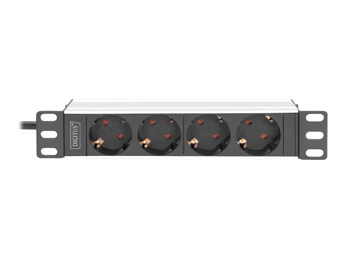 DIGITUS 10" Steckdosenleiste Aluprofil, 4fach Schutzkontakt