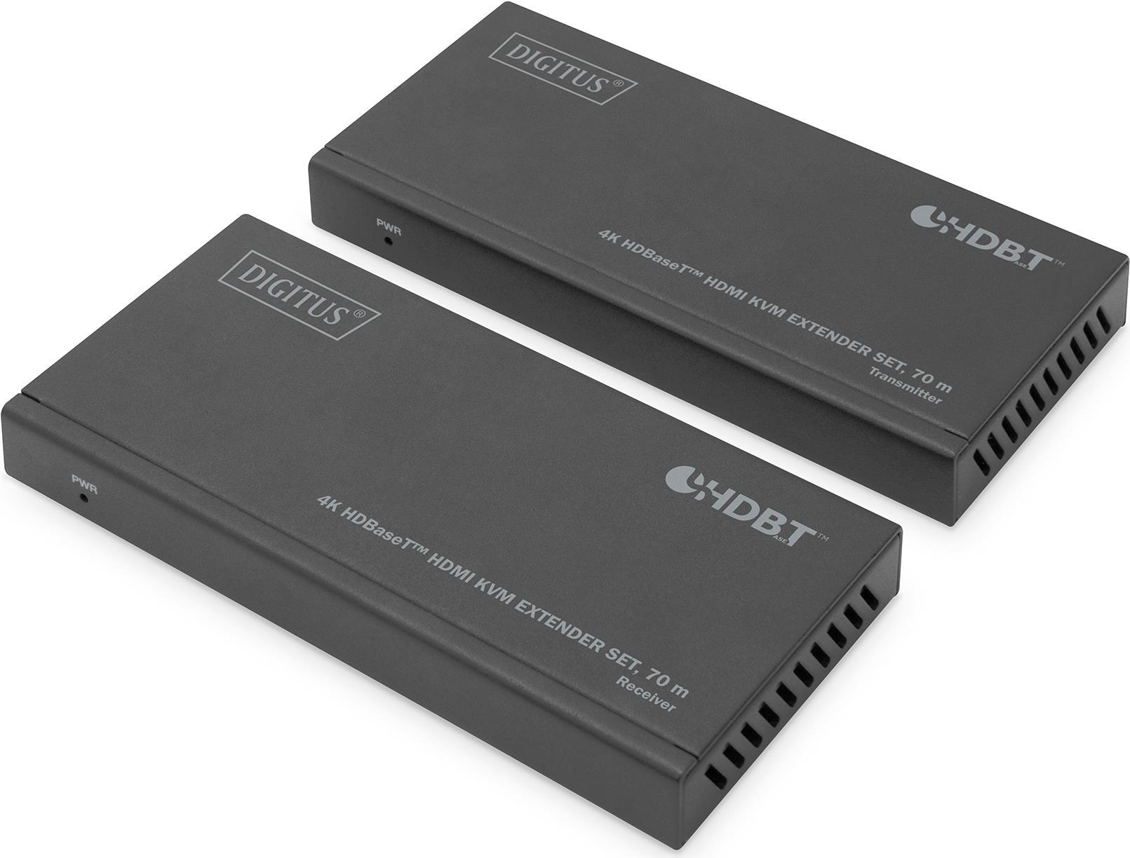 DIGITUS 4K HDBaseT HDMI KVM Extender Set, 70 m, schwarz