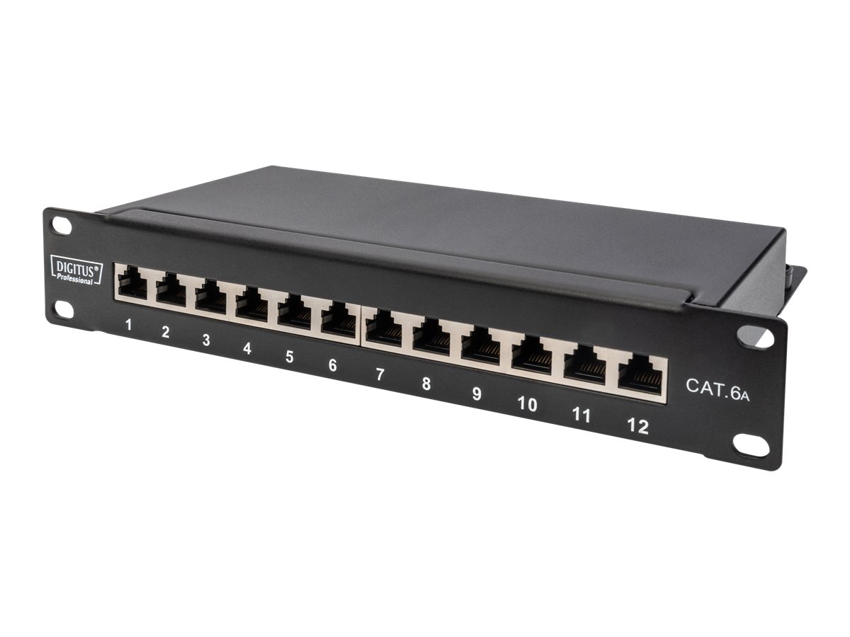 DIGITUS Cat.6A Patch Panel, geschirmt, 12-Port, 10",schwarz