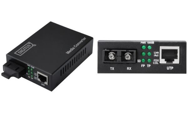 DIGITUS Gigabit Medienkonverter 10/100/1000Base-TX zu 1000Base-SX Inkl Netzteil