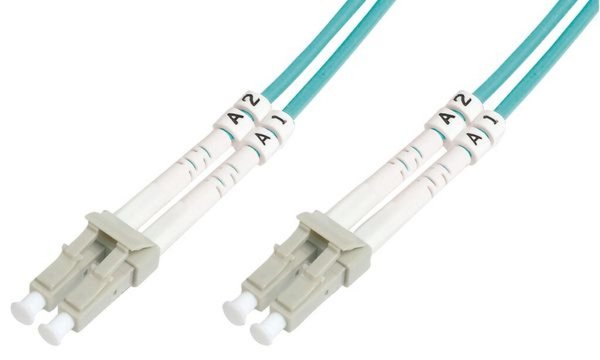 DIGITUS LWL Patchkabel LC/LC 50/125um 2m Multimode Duplex Halogenfrei mit Messp