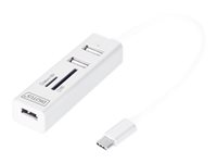 DIGITUS USB 2.0 Typ C HUB mit Kartenleser 3x USB 2.0. 1x SD 1x MicroSD Port Alu