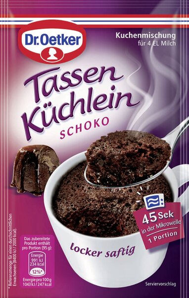 Gratisbeigabe Dr. Oetker Tassen- küchlein Schoko