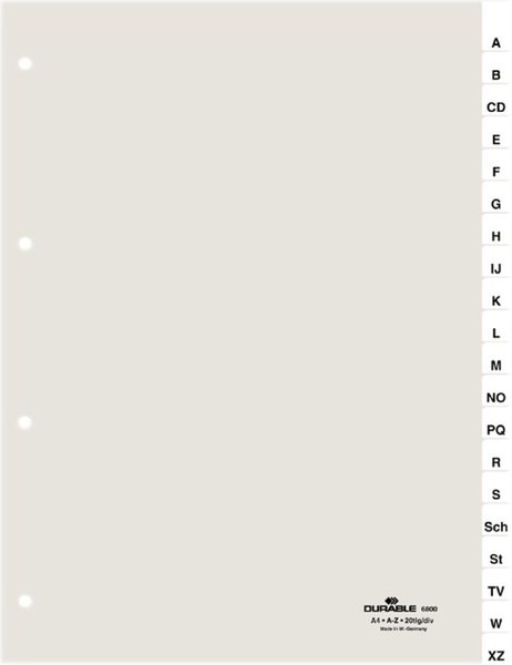 DURABLE 6800-19 Verzeichnis/Index (6800-19)