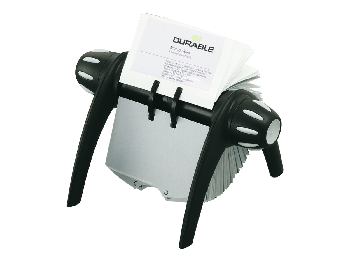 DURABLE Adresskartei TELINDEX flip, schwarz - grau Rollkartei für Telefon- und 