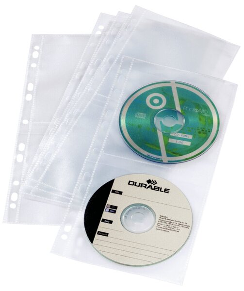 DURABLE CD/DVD-Hüllen für Ringbücher 5er-Set 5282-19 Transparent 4 CDs/DVDs