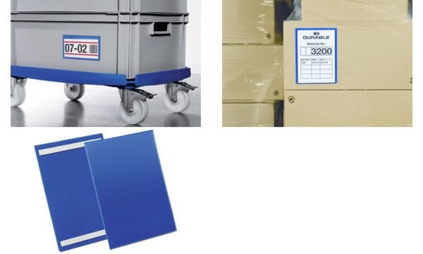 DURABLE Kennzeichnungstaschen, selbstklebend, DIN A4 aus PP, 2 Klebestreifen, d