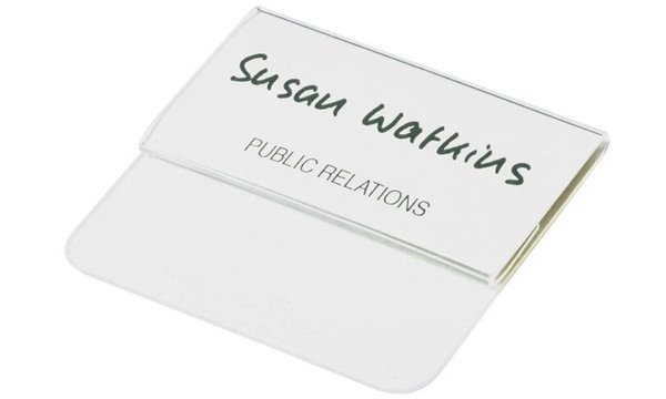 DURABLE Namensschild, mit Einstecklasche, 75 x 40 mm aus Acryl, für Hemdtaschen