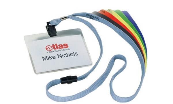 DURABLE Namensschild, mit Textilband, 90 x 60 mm, schwarz aus transparenter Har