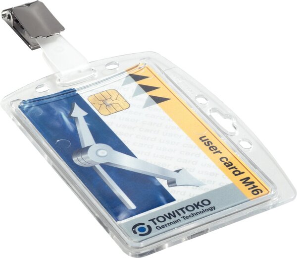 DURABLE Namensschilder, Hartbox, mit Clip, 54 x 85 mm Ausweishülle für Betriebs