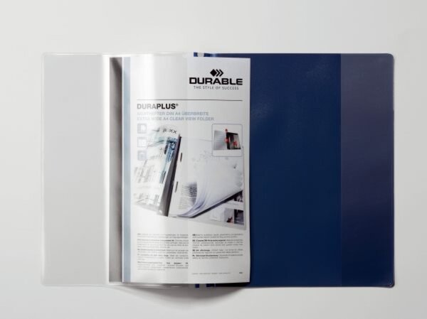 DURABLE Schnellhefter DURAPLUS, DIN A4, dunkelblau transparenter Vorderdeckel m