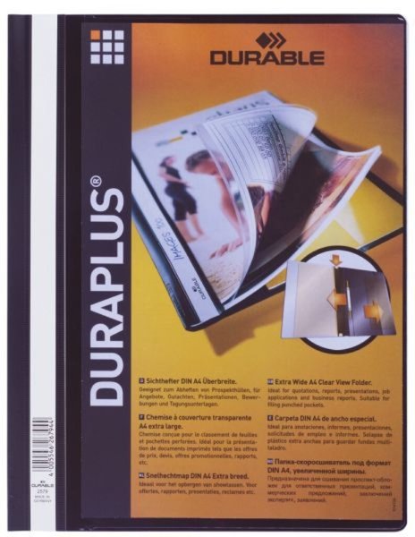 DURABLE Schnellhefter DURAPLUS, DIN A4, schwarz, überbreit transparenter Vorder