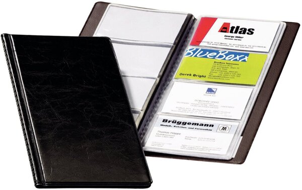 DURABLE Visitenkarten-Album VISIFIX, genarbte Folie, schwarz mit transparenten 